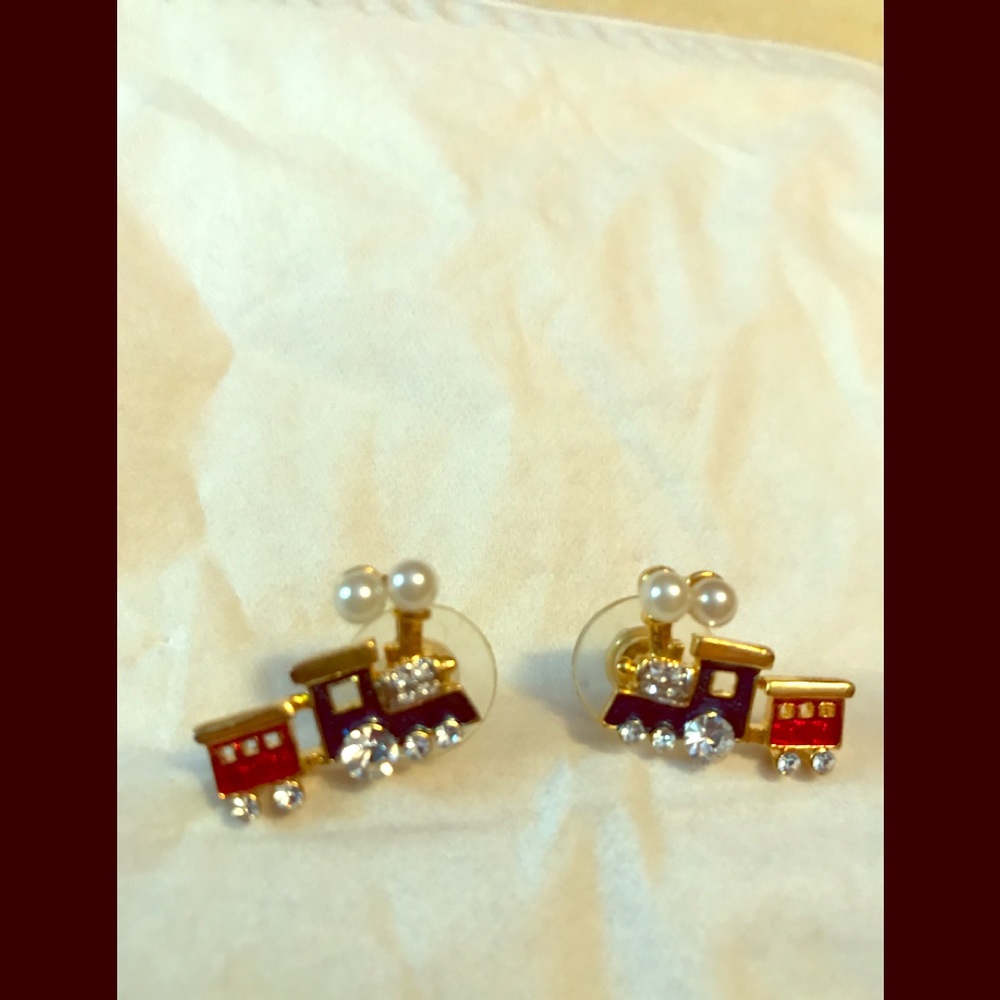 Christmas train earrings